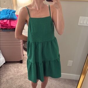 Boutique Green Sleeveless Tiered Dress